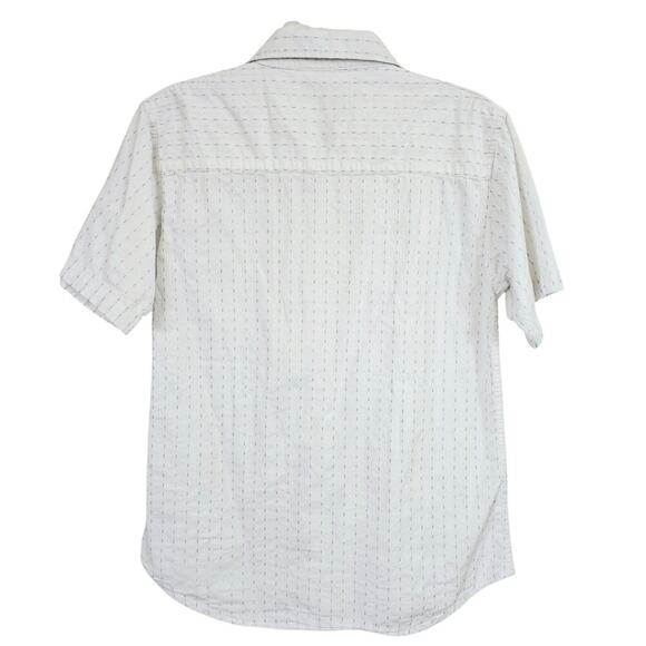Machine Men's White Blue Casual Button-Down Shirt Short Sleeves Small Summer - Picture 5 of 6